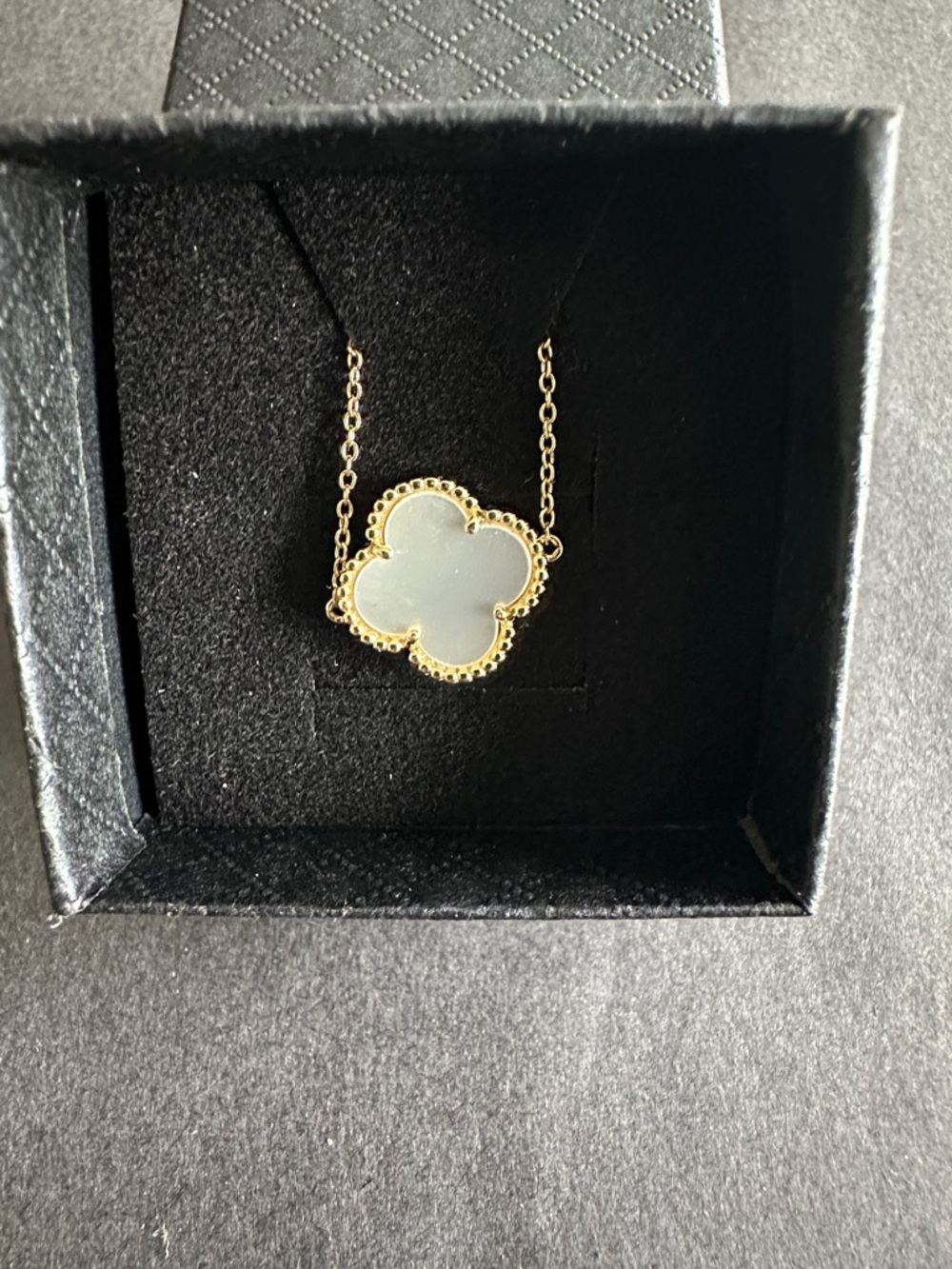 14k Gold over Sterling Silver white mother of pearl Clover bracelet